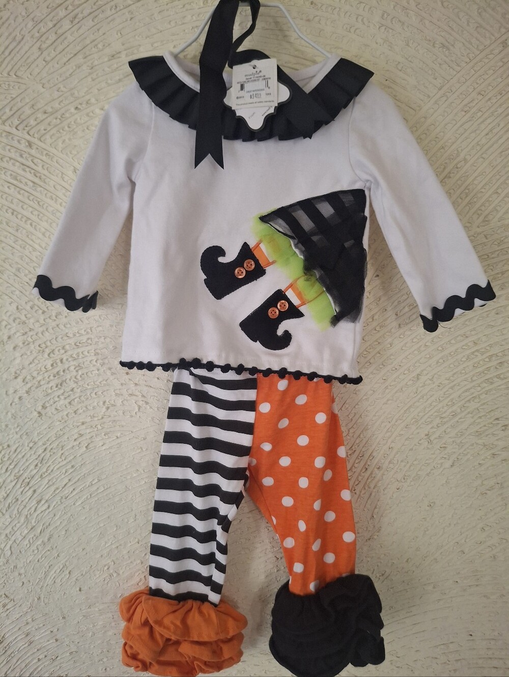 Mud Pie White, Black & Orange Girls Witch Costume Set